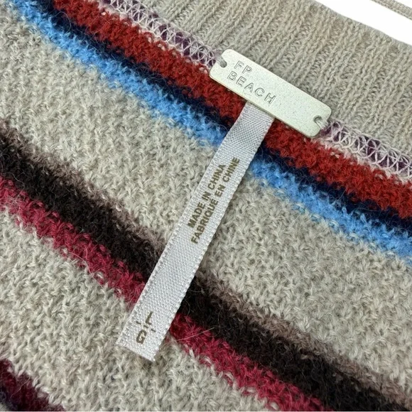 Free People Beach Wool Blend Road Trip Striped Pullover Sweater Women’s Size L - Picture 5 of 10